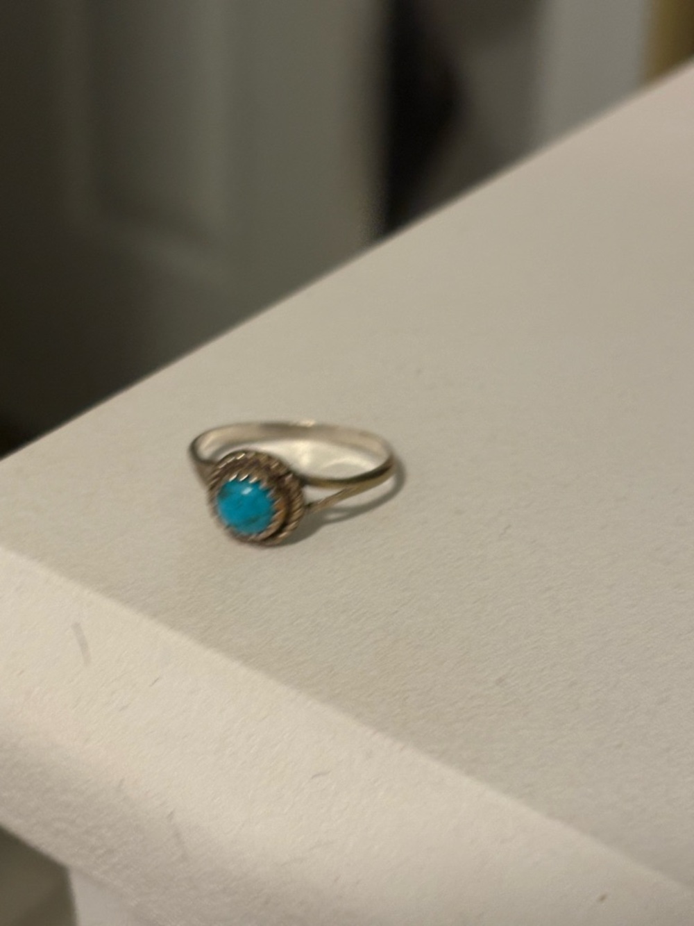 Turquoise Halo Sterling Silver 925 Ring